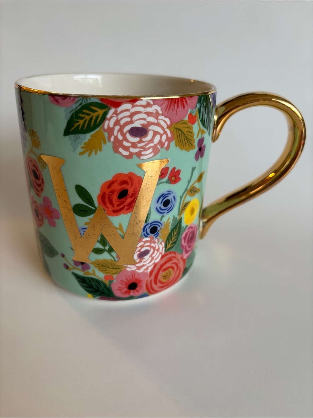 Rifle Paper Company For Anthropologie Initial W Floral Mug